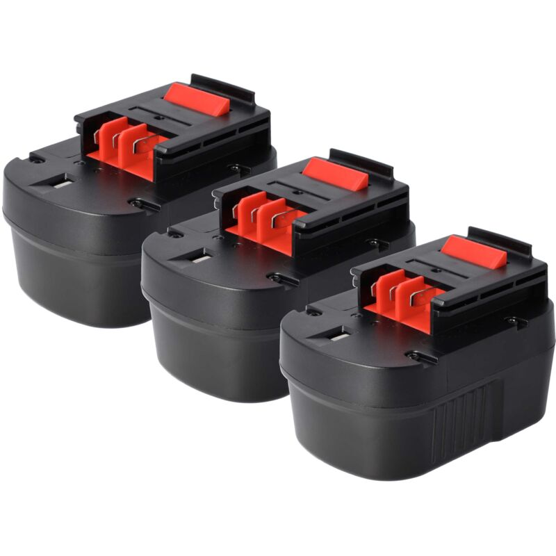 Vhbw - 3x Batteries compatible avec Black & Decker BDID1202, CD1200SK, CD12SFK, CDC1200K, CDC120AK outil électrique (1500mAh NiMH 12 v)