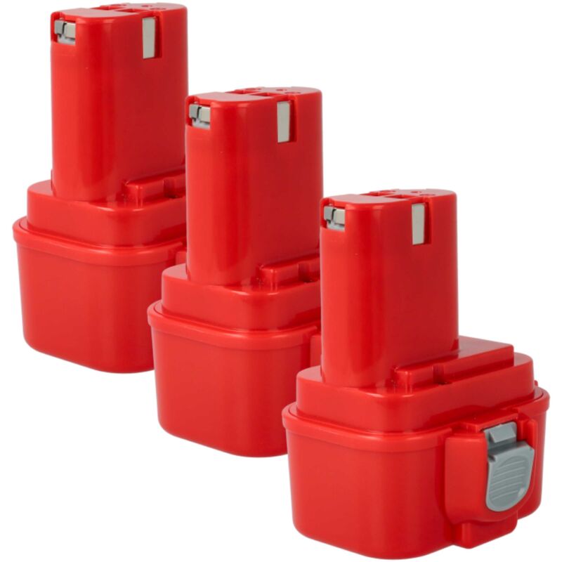 3x Batterie remplacement pour Makita 9100, 192321-5, 192404-1, 192019-4, 192534-A, 192535-6, 192534-8 pour outil électrique (1500 mAh, NiMH, 9,6 v)