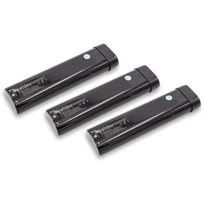 vhbw 3x NiMH Batteries 3000mAh (9.6V)pour outils électroniques Makita ML900 Flashlight, ML902 Flashlight, T220D, T220DW comme 191681-2, 192533-0, 9000