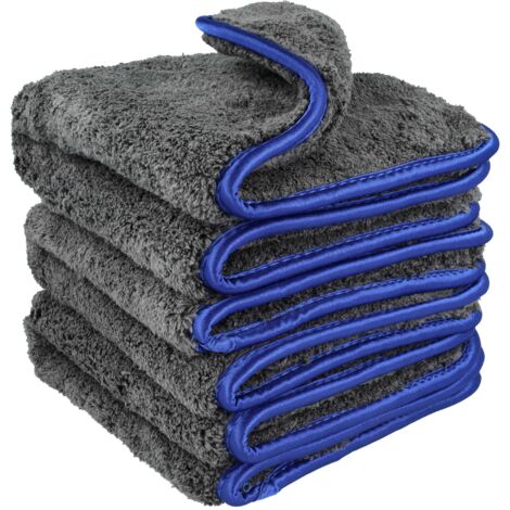 vhbw 3x paño para coche, moto - Paños de microfibra 40 x 40 cm, lavable, reutilizable, negro / azul