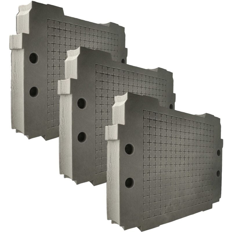Vhbw - 3x Pieza de espuma compatible con Makita makpac caja de herramientas - personalizable, espuma rígida / espuma Gris antracita