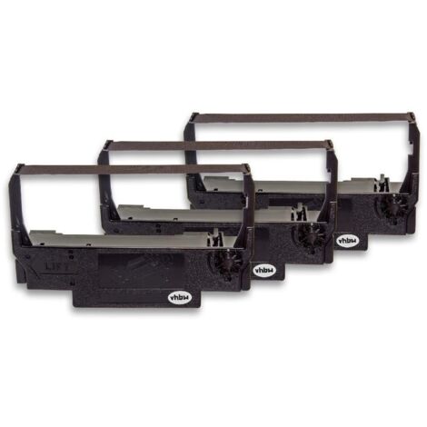 vhbw 3x Ribbon Cartridge compatible with Micros 1700 Roll Printer Dot Matrix, Receipt Printer - Black Ink Ribbon