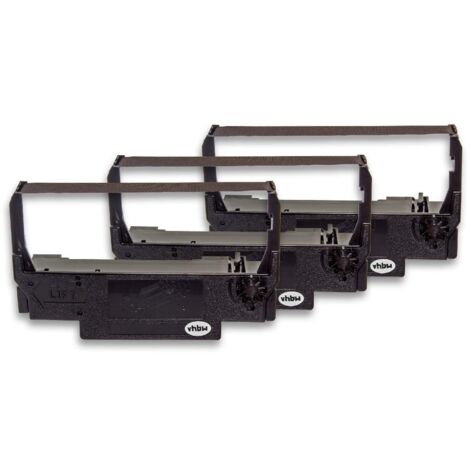 vhbw 3x Ribbon Cartridge Replacement for Epson C43S015451, ERC30B, ERC-34, ERC-38 B, ERC-30, 655N for Dot Matrix, Receipt Printer - Black Ink Ribbon