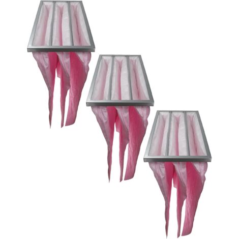 vhbw 3x Taschenfilter für Klima- und Lüftungsanlagen - Filter F7, 28,7 x 59,2 x 60 cm, Rosa