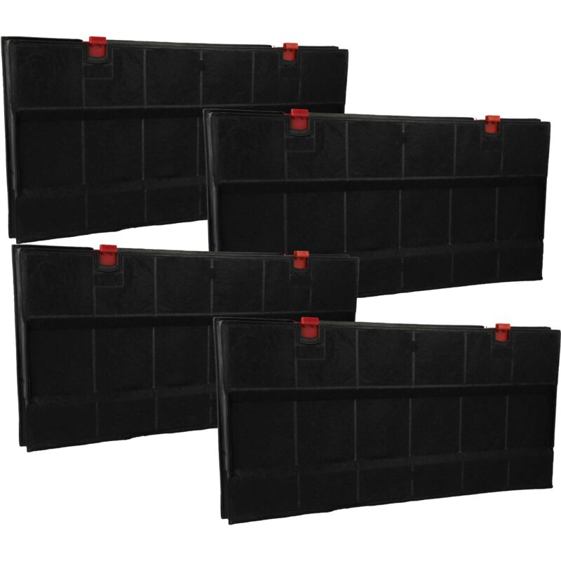 4x Activated Carbon Filter compatible with Bauknecht DNI3455WS, DNI3460, DNI3460BR, DNI3460IN, DNI3460SG Extractor Hood - 43 x 21.7 x 3.3 cm - Vhbw