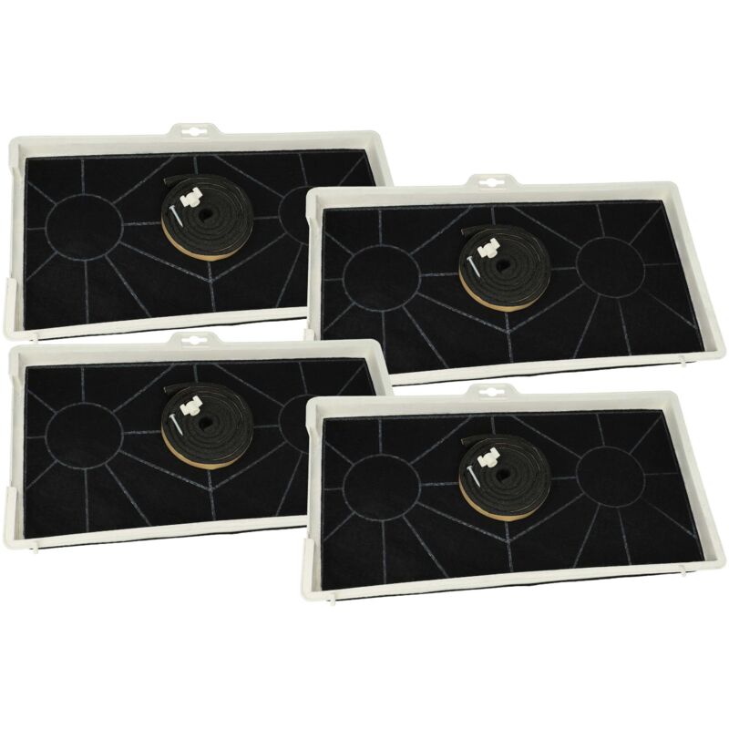 Vhbw - 4x Activated Carbon Filter compatible with Bosch DHL555BCH/05, DHL555BCH/04, DHL555BCH/03, DHL555BCH/02 Extractor Hood + Mounting Material