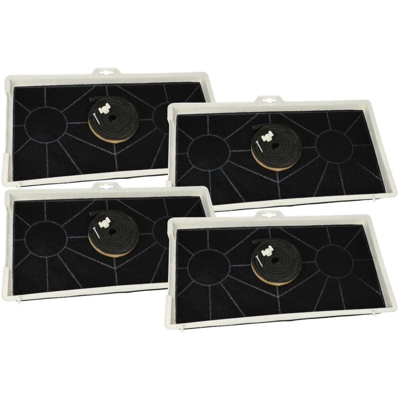 4x Activated Carbon Filter compatible with Neff D5855X0/08, D5855X0/07, D5855X0/06, D5855X0/05 Extractor Hood + Mounting Material - Vhbw