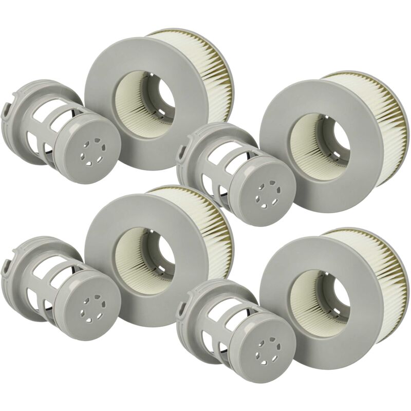 4x Cartouches filtrantes compatible avec MSpa Premium piscine pompe de filtration, filtre à eau gris / blanc - Vhbw