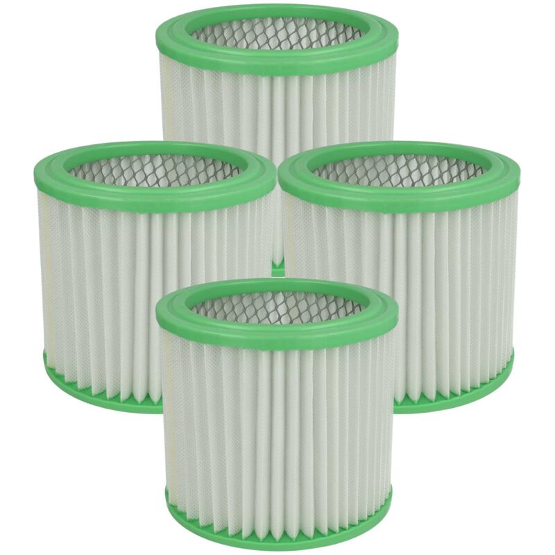 vhbw 4x Cartridge Filter compatible with Einhell TH-VC 1425 Vacuum Cleaner - Green White Washable