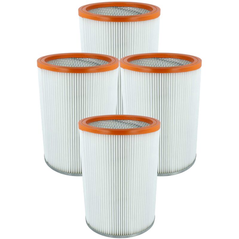 vhbw 4x Cartridge Filter compatible with Nilfisk / Alto / Wap EC 850-E, EC 850, 41164 Vacuum Cleaner - Orange White