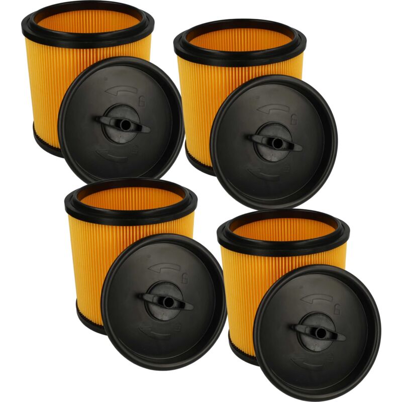 4x Cartridge Filter Replacement for Parkside 91092030 for Vacuum Cleaner - Yellow Black - Vhbw
