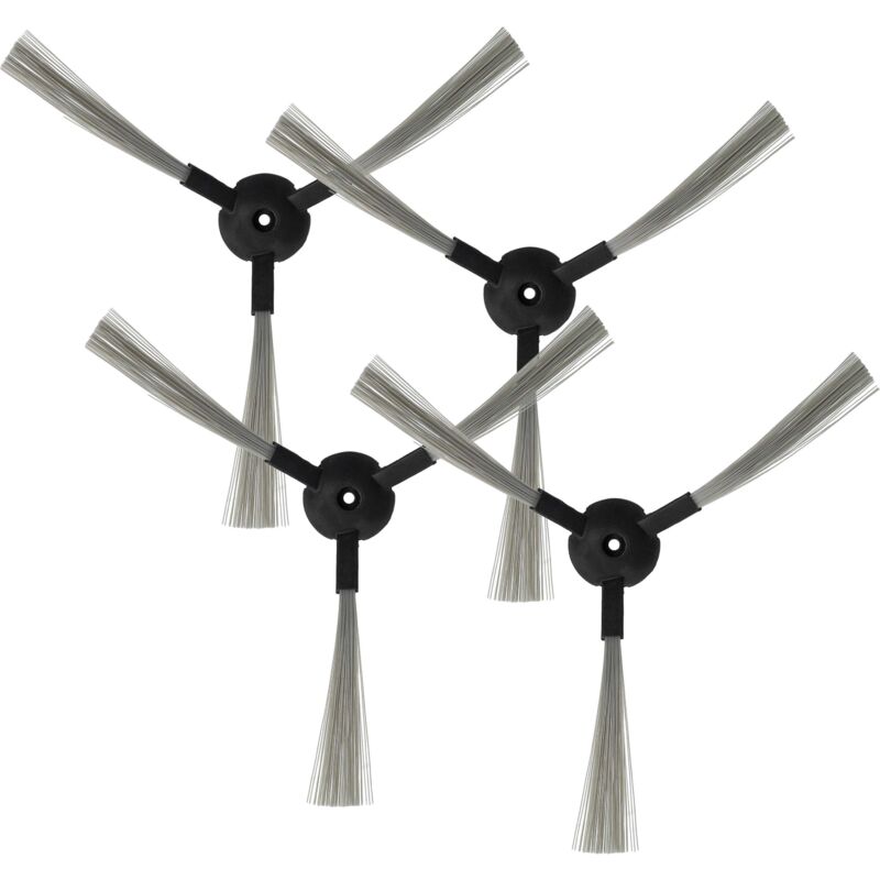 4x cepillo lateral compatible con H.Koenig SWR28, SWR22 robot aspirador - Set cepillos, gris / negro - Vhbw