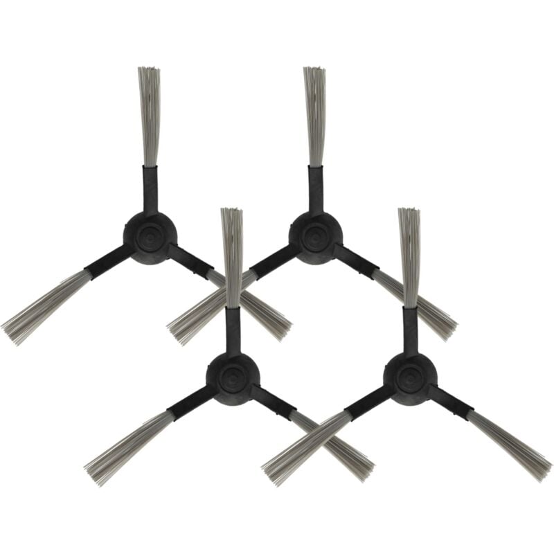 4x cepillo lateral compatible con Xiaomi Viomi V2 Pro V-RVCLM21B robot aspirador - Set cepillos, izquierda/derecha, negro - Vhbw