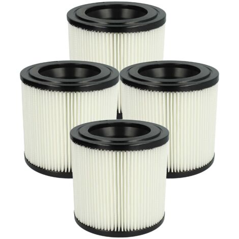 vhbw 4x Faltenfilter kompatibel mit Kärcher WD 3, 2, 1 Staubsauger - Patronenfilter Schwarz Weiß Abwaschbar