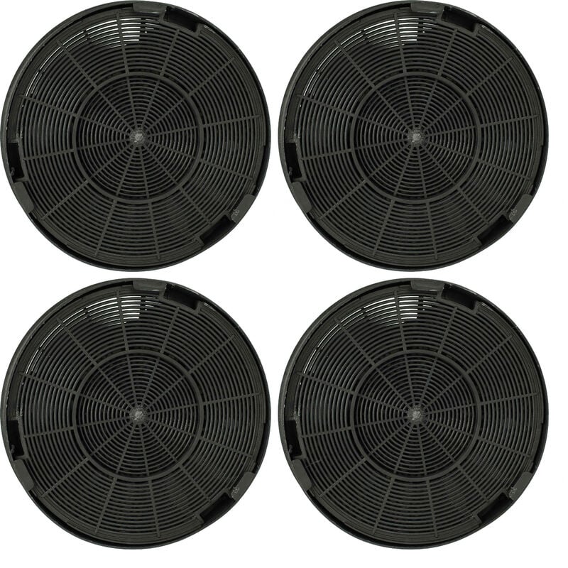 Vhbw - 4x Filtre à charbon actif compatible avec Franke 110.0355.705, 110.0360.049, 110.0360.050, 110.0360.072, 110.0360.073 hotte aspirante - 19,6 cm