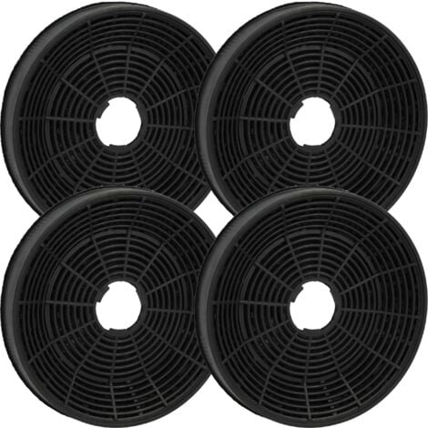 vhbw 4x Filtres à charbon actif compatible avec Beko HCA 62640 WH, HCB 91845 BXH, HCB 91845 BDXH, HCA 62640 BH, HCA 62540 BH hotte aspirante - 16 cm