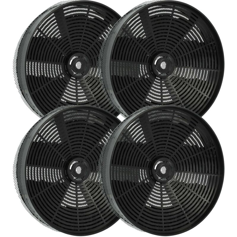 Vhbw - 4x Filtres à charbon actif compatible avec Electrolux EFT690B 95510141500, EFT690K 95510141600 hotte aspirante - 17,3 cm, avec toile tendue