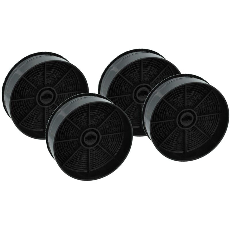 Vhbw - 4x Filtres à charbon actif compatible avec Electrolux LFP316S Faber 3.050.482.953 hotte aspirante - 12,4 cm