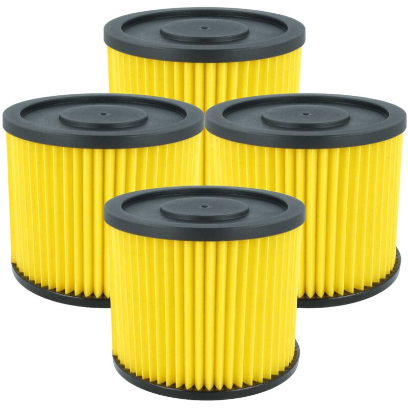 vhbw 4x Filtro plisado compatible con Einhell Inox 1250, Inox 1450 WA, Inox 1450, Inox 1100, Inox 1500, Inox 1400 aspiradora - amarillo 
