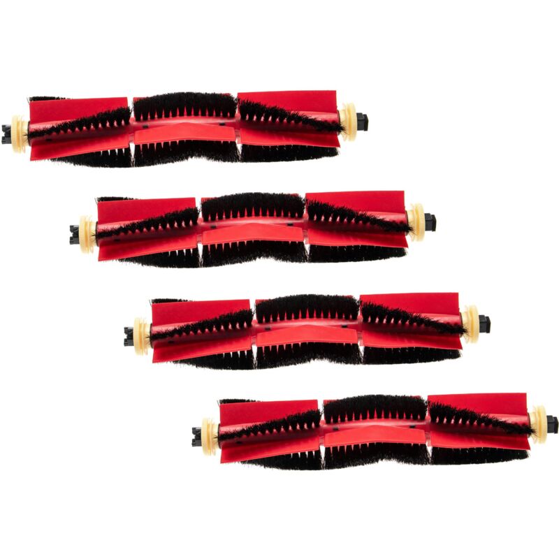 4x Round brush Brush Set compatible with Xiaomi Xiaowa C10, E20, E25, E35 Robot Vacuum Cleaner - rolls brush, main brush - Vhbw