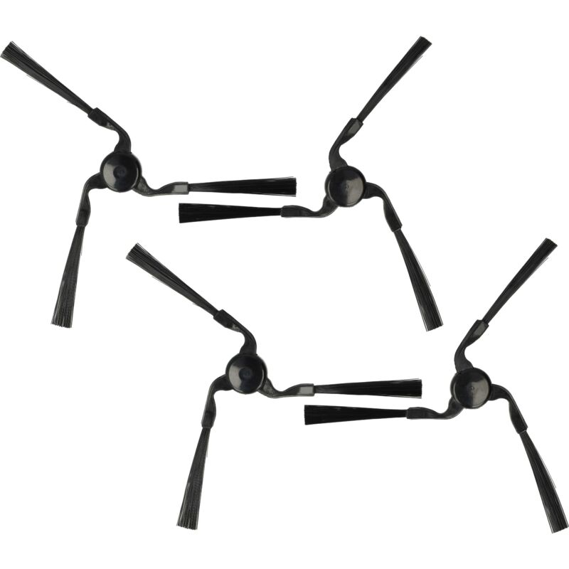 Vhbw - 4x Side Brush compatible with Yujin iClebo Arte Robot Vacuum Cleaner - Brush Set, Left/Right, black