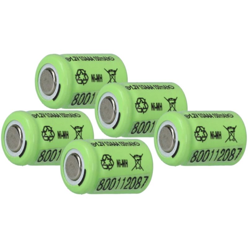 

5 x Baterías Ni-MH 1/3 AAA, industrial 150mAh (1.2V) para el uso en modelismo, etc. - Vhbw