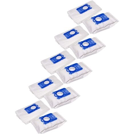 vhbw 50x Sacs compatible avec Hanseatic HN 7015 Titan, HN 7020 Stratus aspirateur - microfibres non tissées, 28cm x 17,5cm, blanc / bleu