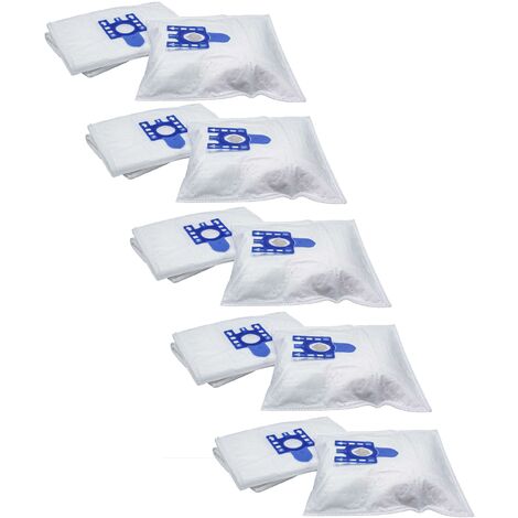 vhbw 50x Sacs compatible avec Miele C3 Complete, C3 Cat Dog aspirateur - microfibres non tissées, Typ G/H/N, 30cm x 22cm, blanc / bleu
