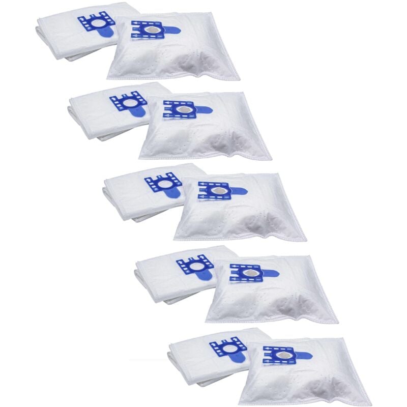 50x Sacs compatible avec Miele s 269i - s 282i, s 270, S280 aspirateur - microfibres non tissées, Typ g/h/n, 30cm x 22cm, blanc / bleu - Vhbw