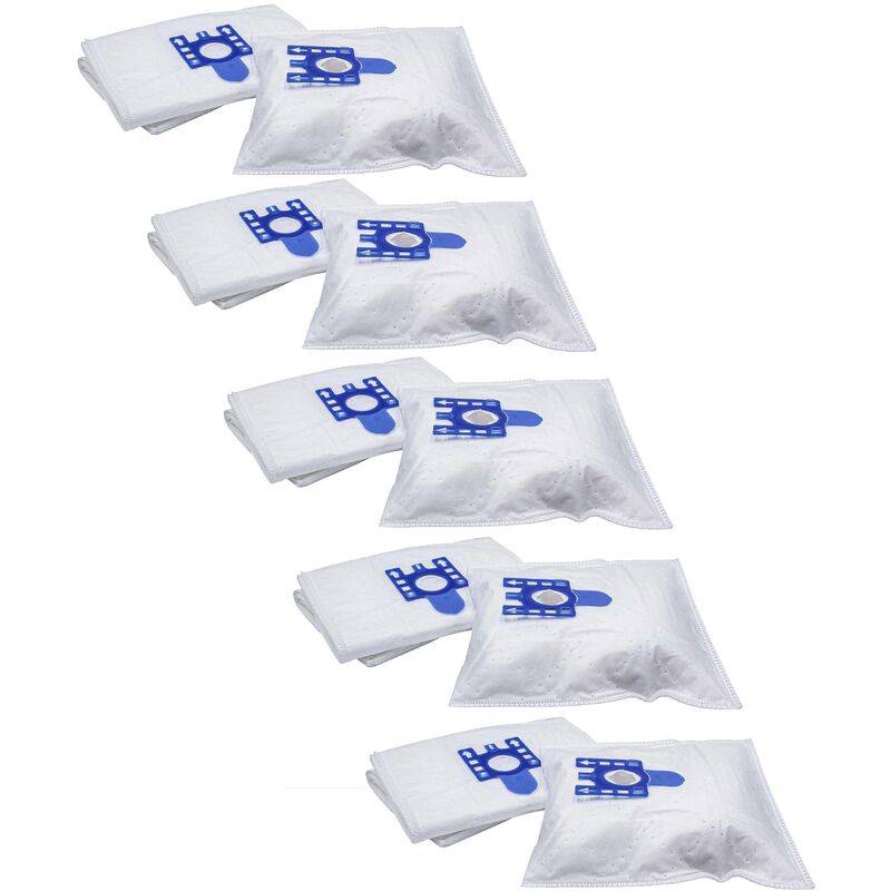 50x Vacuum Cleaner Bag compatible with Miele Blue Moon Plus, Brillant 4500 Vacuum Cleaner - Microfleece, Typ g/h/n, 30 cm x 22 cm, Blue, White - Vhbw