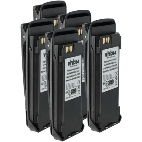 vhbw 5x Akku kompatibel mit Motorola MOTOTRBO XPR 6380, XPR 6550, XPR 6500 Funkgerät, Walkie Talkie (1800 mAh, 7,4 V, Li-Ion) + Gürtelclip