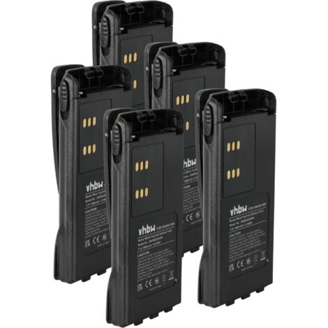 vhbw 5x Akku kompatibel mit Motorola PTX760, PTX700, PTX780 Funkgerät, Walkie Talkie (1800 mAh, 7,2 V, NiMH) + Gürtelclip