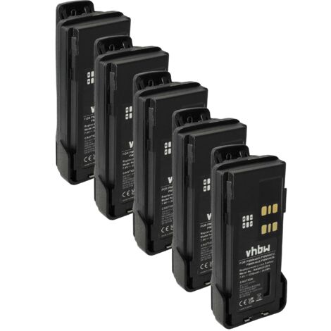vhbw 5x Akku kompatibel mit Motorola XPR7350e, XPR7000, XPR3500e, XPR7350 Funkgerät, Walkie Talkie (3350 mAh, 7,4 V, Li-Ion) + Gürtelclip