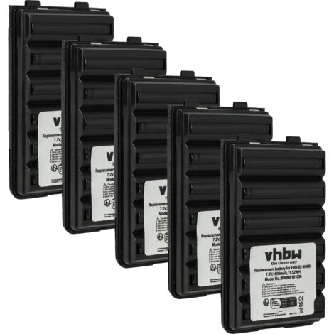 vhbw 5x Akku kompatibel mit Standard Horizon HX600S, HX500S, HX270S, HX370S Funkgerät, Walkie Talkie (1600 mAh, 7,2 V, NiMH)