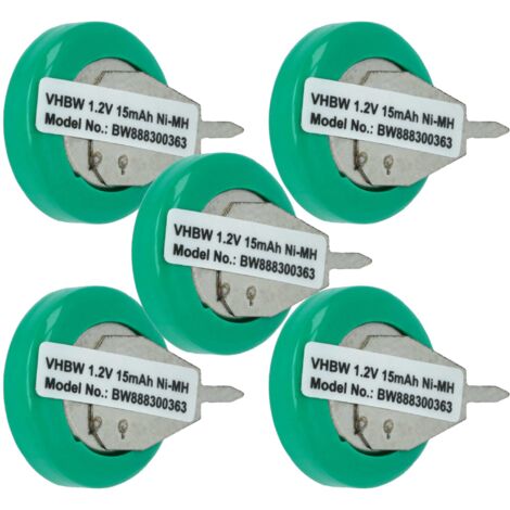 vhbw 5x Batería reemplaza 1/V15H para modelismo (20mAh, 1,2V, NiMH), con 2 pines, para soldar