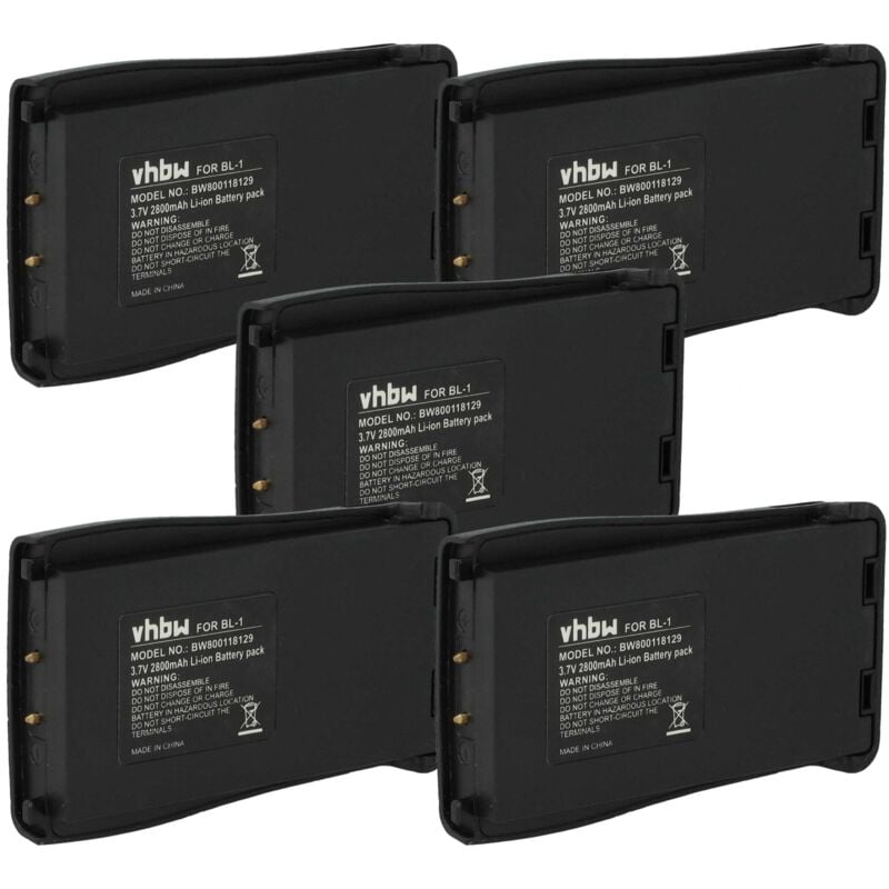 5x Batterie compatible avec Baofeng H777, BF-666S, BF-777S, BF-888S radio talkie-walkie (2800mAh, 3,7V, Li-ion) - Vhbw