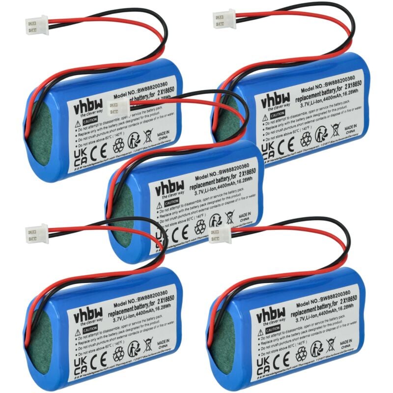 5x Batterie compatible avec Howskys lampe de table (4400mAh, 3,7V, Li-ion) - Vhbw