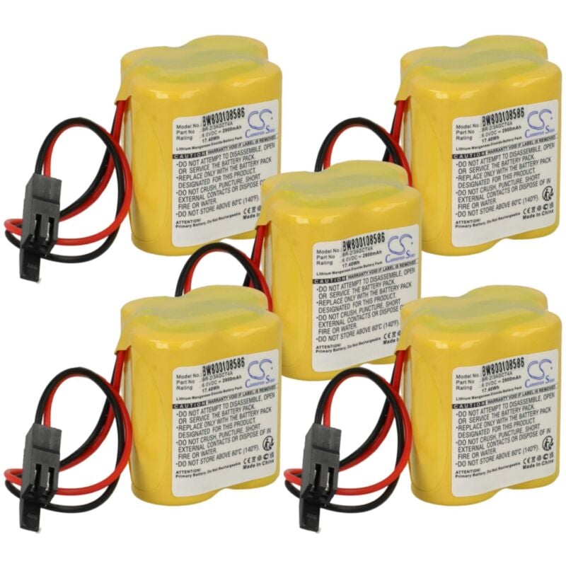 Vhbw - 5x Batterie remplacement pour BR-2/3AGCT4A, A06B-6114-K504, A98L-0031-0025, cl 25A pour contrôleur Raid (2900mAh, 6V, Li-ion)