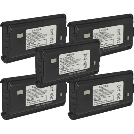 vhbw 5x Batterie remplacement pour Kenwood KSC-31, KNB-53N, KNB-53, KNB-30N, KNB-30A, KNB-30, KNB-29N pour radio talkie-walkie (1600mAh, 7,2V, NiMH)