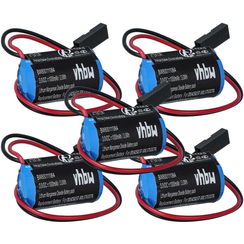 5x Batterie remplacement pour Siemens 6FC5247-0AA18-0AA0, 6ES7-9711AA00-0AA0, 840D, 6FC52470AA180AA0 pour système de contrôle (900mAh, 3V, Li-io