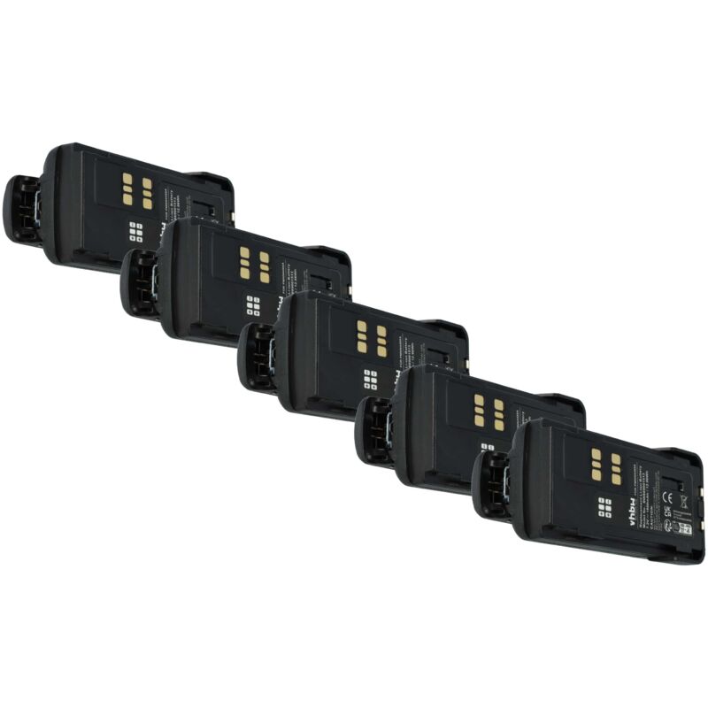 Vhbw - 5x Batteries compatible avec Motorola DP4400E, DP2000, DP2600, DP2400 radio talkie-walkie (1800mAh, 7,4V, Li-ion) - avec clip de ceinture