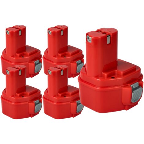 vhbw 5x Battery compatible with Makita 6217DWDE, 6216DWFE, 6217D, 6223D, 6217DWDLE, 6223DW, 6223DE, 6223DWE Power Tools  (3000 mAh, NiMH, 12 V)