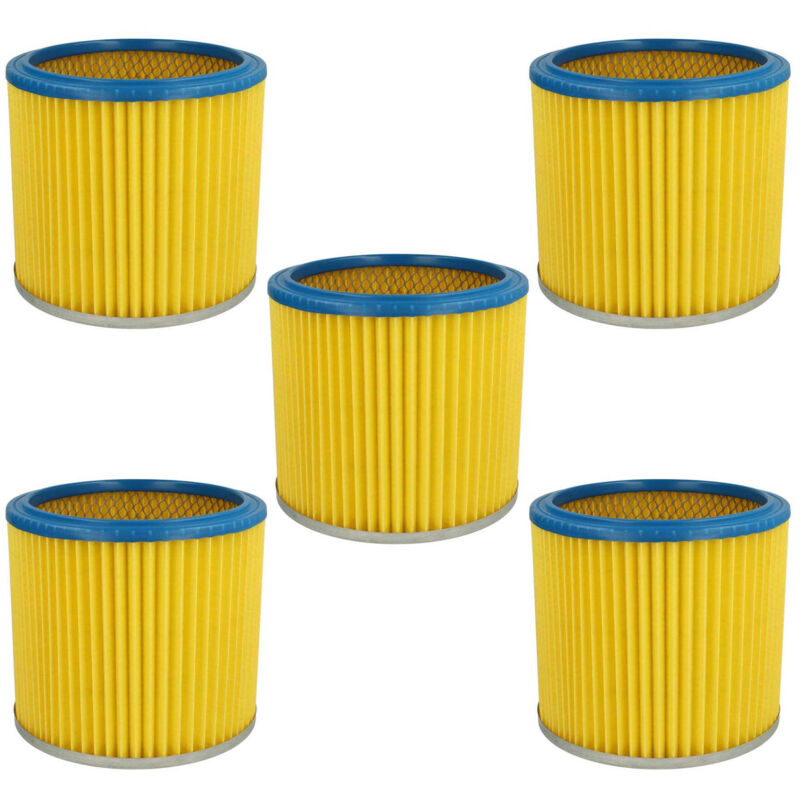 5x Cartridge Filter compatible with Aqua Vac Aqua Steel 40 Vacuum Cleaner - Blue Yellow - Vhbw