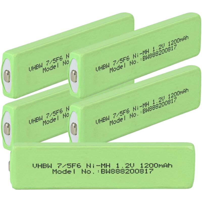 Image of Vhbw - 5x celle batteria compatibile con lg rm- Soul Digital, 37 lettore CD/Minidisc (1100mAh, 1,2V, NiMH), button top, 7/5F6