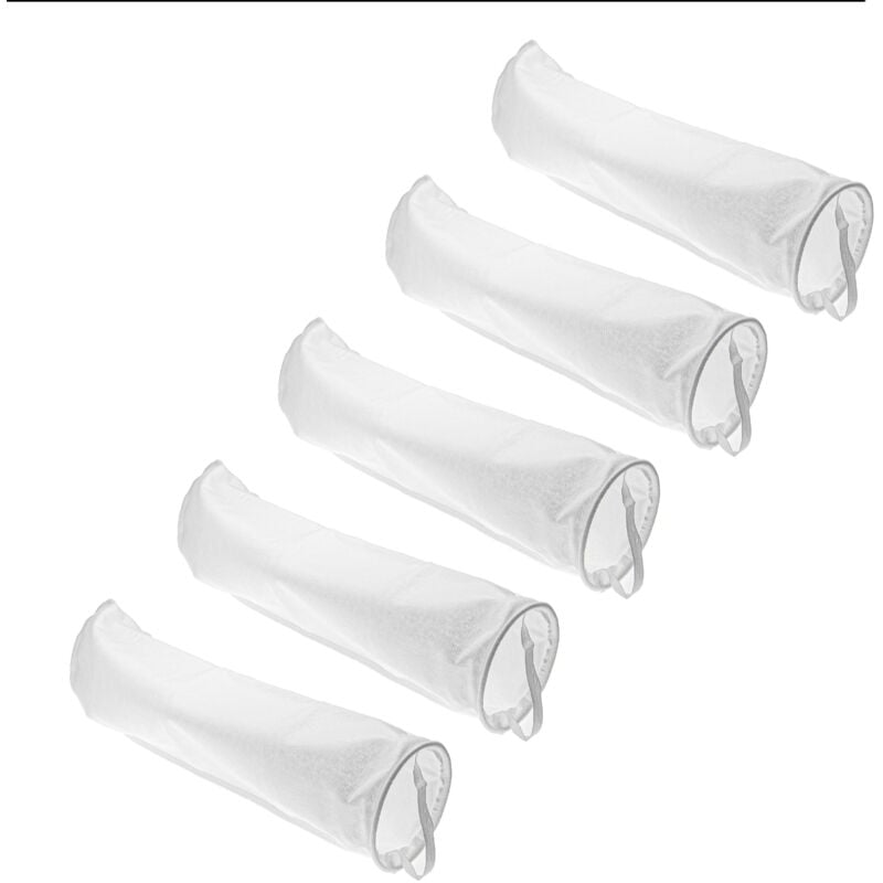 5x Chaussettes filtrantes universelles pour aquarium, piscine, skimmer - Sac de filtration, polypropylène, 18 x 81 cm, 100 micromètre, blanc - Vhbw