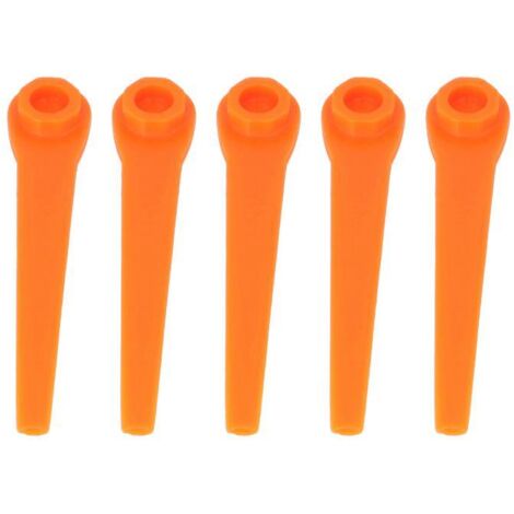vhbw 5x Ersatz-Messer kompatibel mit Gardena AccuCut 2417-20, 2417, 400Li 8840, 400Li 8840-20 Rasentrimmer - Ersatzklinge Orange, Kunststoff