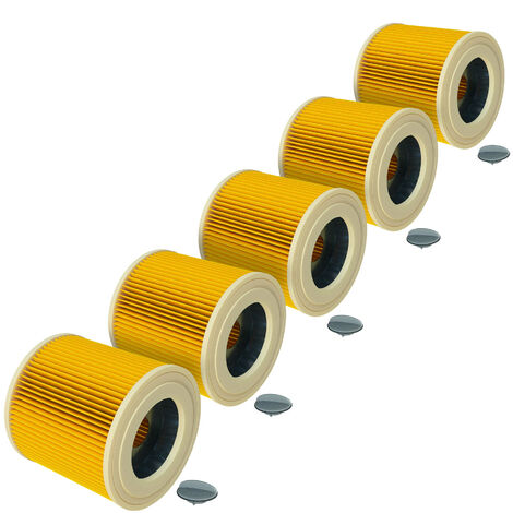 vhbw 5x Faltenfilter kompatibel mit Kärcher A 4000 Plus, K 2000, K 2150, K 2301, K 2901 F, K 4000 TE, NT 27/1 ME Adv Professional, WD 2250  Staubsauger - Patronenfilter, Gelb