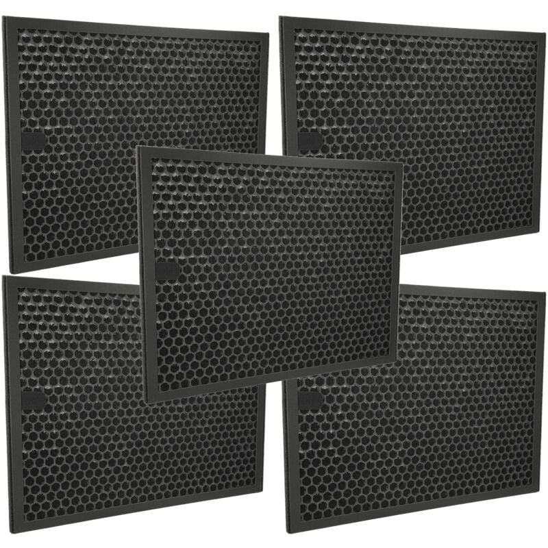 Vhbw - 5x Filtre à charbon actif compatible avec Philips AC4550/10, AC3256/10, AC3259/10 purificateur d'air - Filtre à air noir