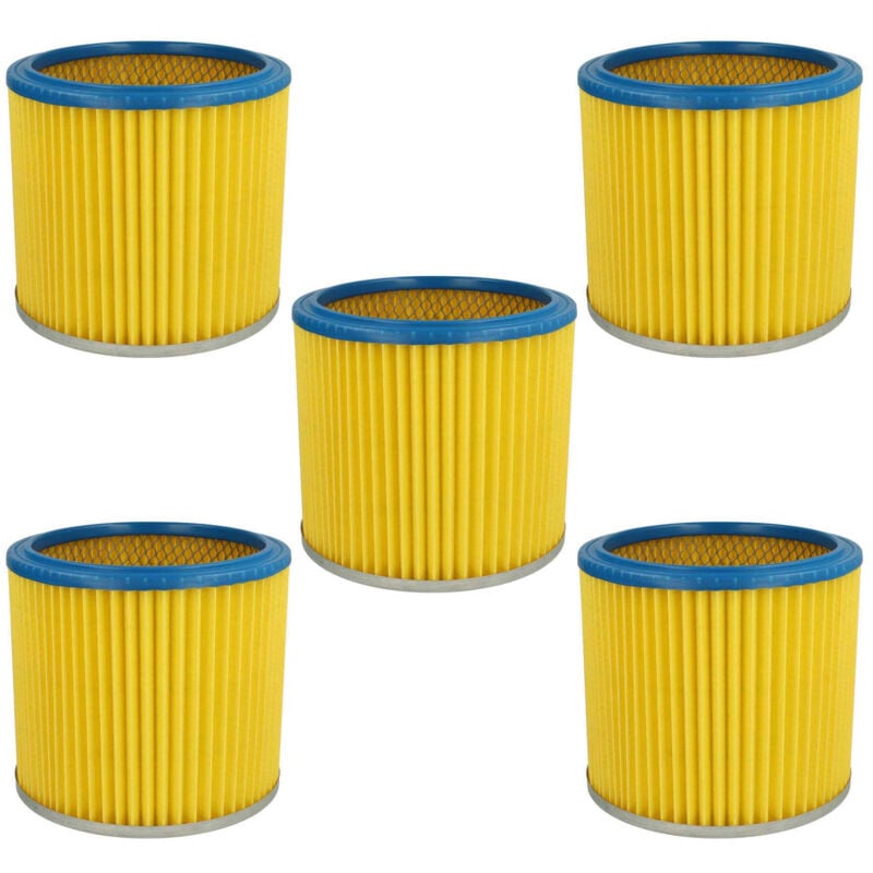 5x filtre plissé compatible avec Hecht 8314, 8212, 8314 z aspirateur - bleu / jaune - Vhbw