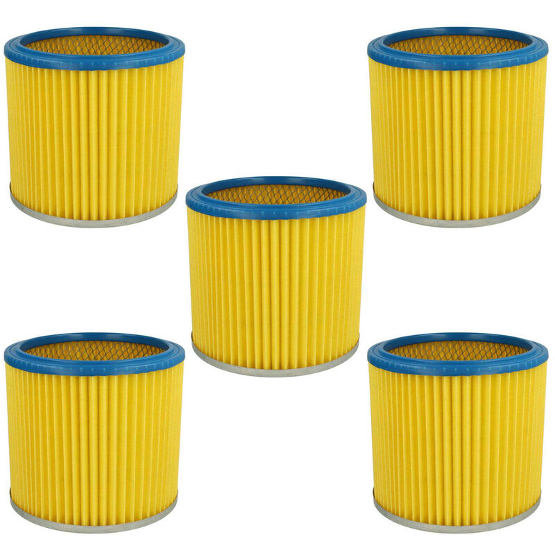 vhbw 5x filtre plissé compatible avec Hoover S 4314, S4310 Zentralfilter, S 4310 Zentralfilter aspirateur - bleu / jaune